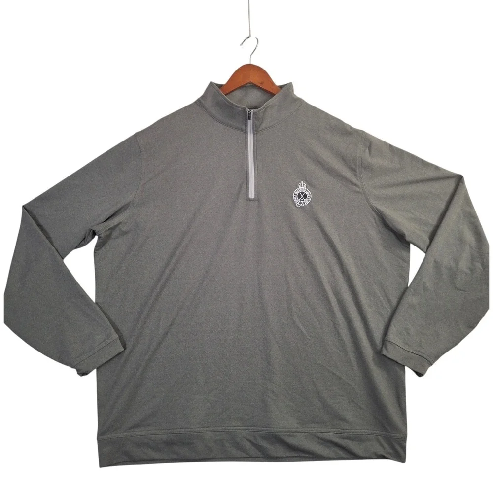 Peter Millar Crown Sport Mens XXL Gray Royal Portrush Golf Club 1/4 Zip Pullover